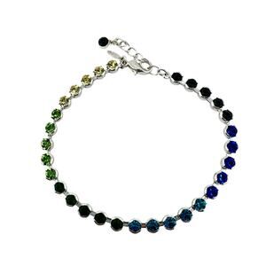 Avon Multicolor Glass Rhinestone Ombre Bezel Set Silver Tone 7.25-8" Bracelet